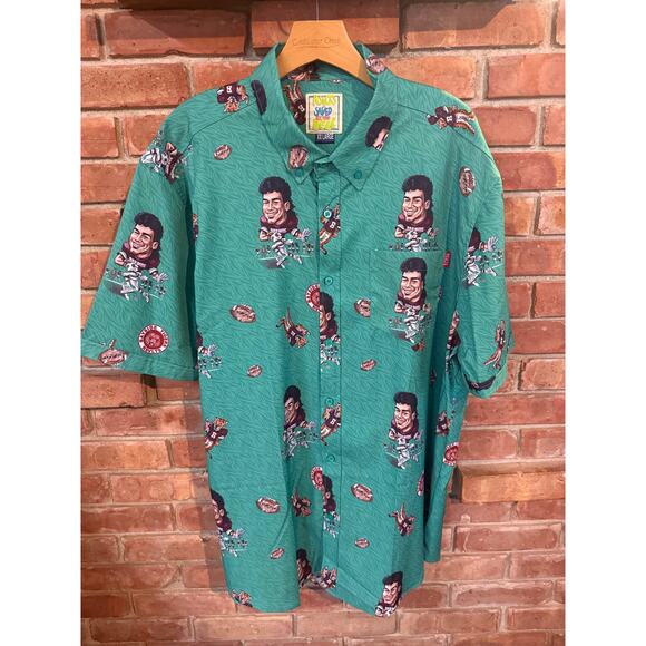 RSVLTS x Saved by the Bell AC Slater KUNUFLEX Short Sleeve Shirt turquoise 2XL - Picture 1 of 7